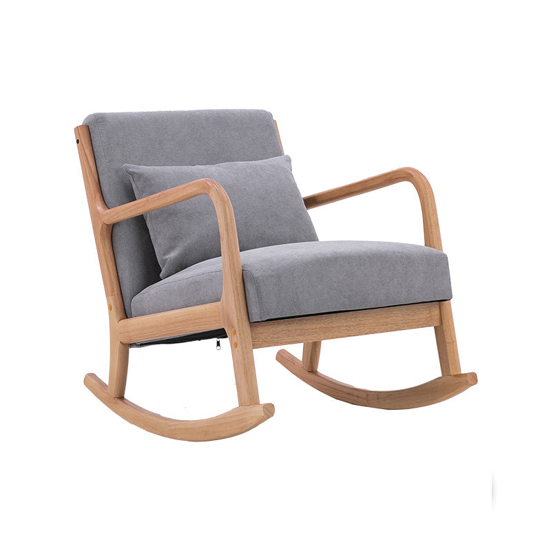 Modern Style Wood Base Home Lazy Chair Lounge Chaise Rocking Chair Gray Clearhalo 'Chairs & Seating' 'furn' 'furn_rocking_chairs' 'Furniture' 'Living Room Furniture' 'Rocking Chairs' 'rocking_chairs' 7456873