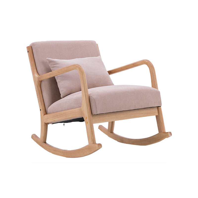 Modern Style Wood Base Home Lazy Chair Lounge Chaise Rocking Chair Khaki Clearhalo 'Chairs & Seating' 'furn' 'furn_rocking_chairs' 'Furniture' 'Living Room Furniture' 'Rocking Chairs' 'rocking_chairs' 7456886