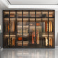 Bedroom Hinged Doors Storage Cabinet Glass Door Wardrobe with Garment Rod