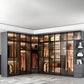 Bedroom Hinged Doors Storage Cabinet Glass Door Wardrobe with Garment Rod