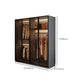 Bedroom Hinged Doors Storage Cabinet Glass Door Wardrobe with Garment Rod