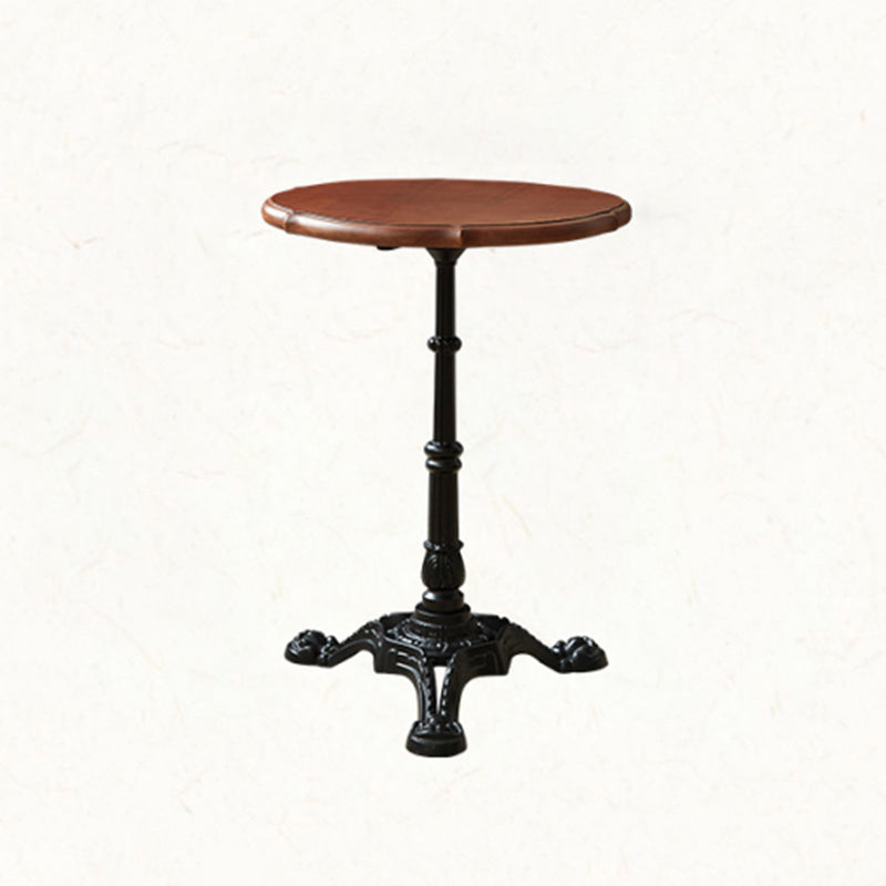 Indoor Iron Pedestal Dining Table Round Solid Wood Dining Table 21"L x 21"W x 29"H Without Chairs Clearhalo 'Dining Tables & Seating' 'Dining Tables' 'dining_table' 'furn' 'furn_dining_table' 'Furniture' 'Kitchen & Dining Furniture' 7460603