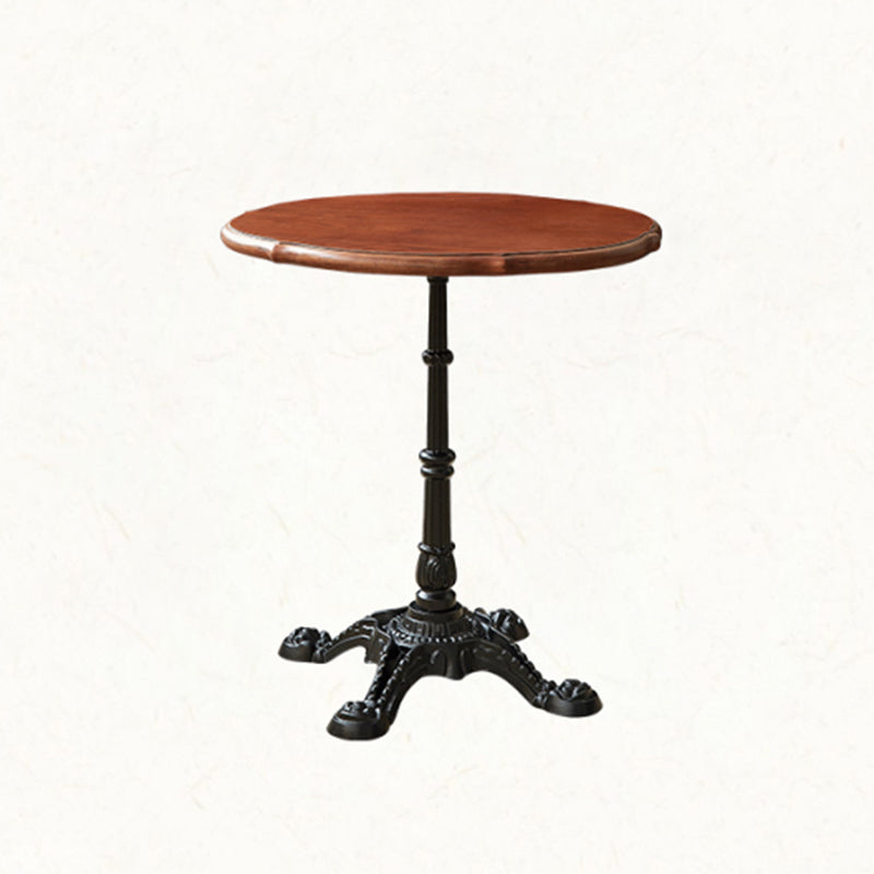 Indoor Iron Pedestal Dining Table Round Solid Wood Dining Table 27"L x 27"W x 29"H Without Chairs Clearhalo 'Dining Tables & Seating' 'Dining Tables' 'dining_table' 'furn' 'furn_dining_table' 'Furniture' 'Kitchen & Dining Furniture' 7460606