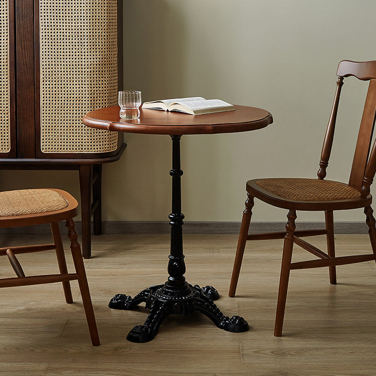 Indoor Iron Pedestal Dining Table Round Solid Wood Dining Table Clearhalo 'Dining Tables & Seating' 'Dining Tables' 'dining_table' 'furn' 'furn_dining_table' 'Furniture' 'Kitchen & Dining Furniture' 7460607