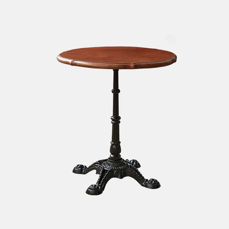 Round Solid Wood Dining Table Indoor Iron Pedestal Dining Table 27"L x 27"W x 29"H Without Chairs Clearhalo 'Dining Tables & Seating' 'Dining Tables' 'dining_table' 'furn' 'furn_dining_table' 'Furniture' 'Kitchen & Dining Furniture' 7460623