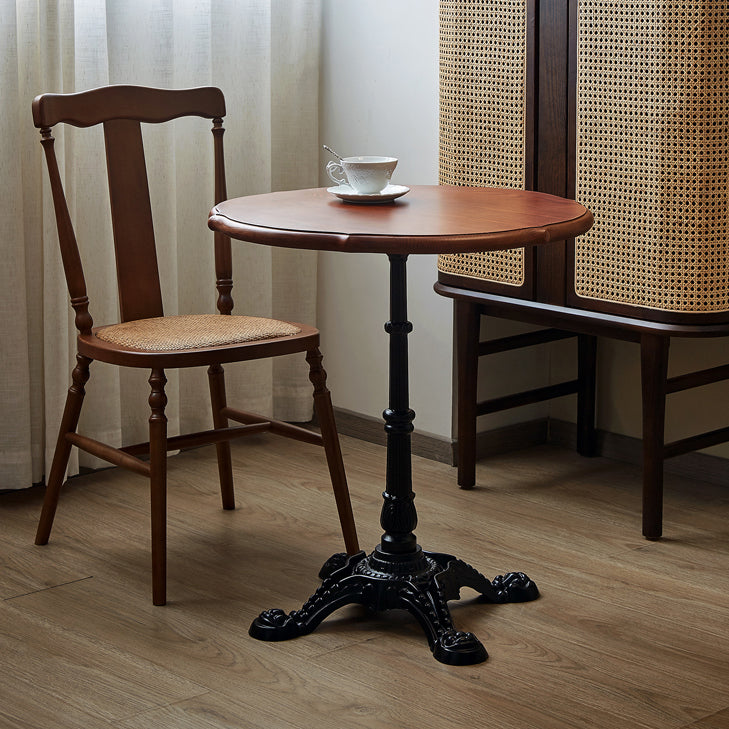 Round Solid Wood Dining Table Indoor Iron Pedestal Dining Table Clearhalo 'Dining Tables & Seating' 'Dining Tables' 'dining_table' 'furn' 'furn_dining_table' 'Furniture' 'Kitchen & Dining Furniture' 7460624