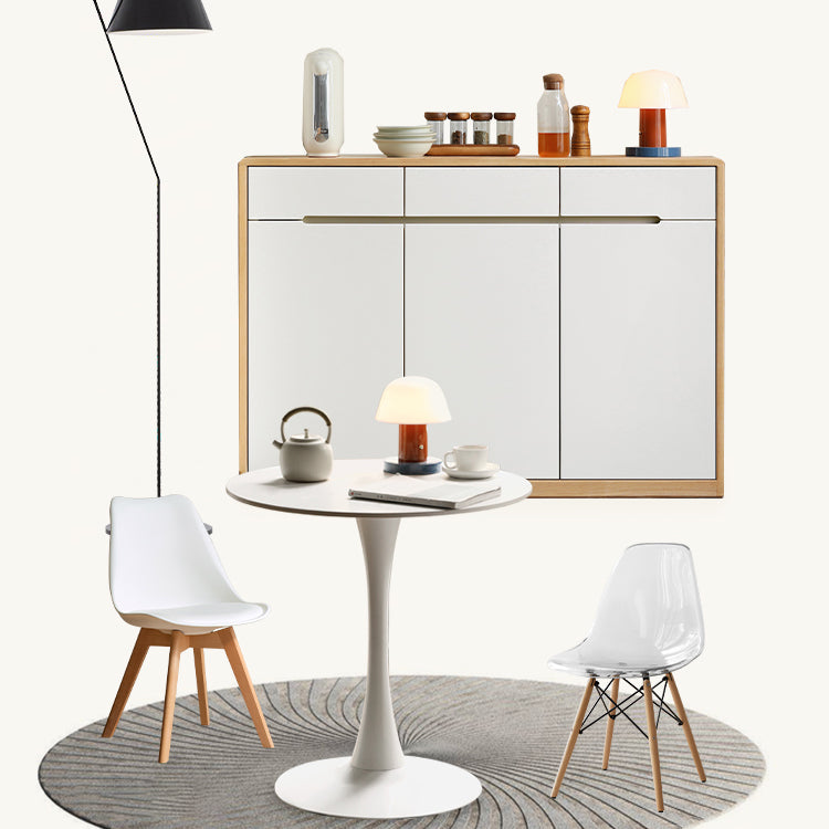 White Round Dining Table Stone Top Dining Table with Tulip Base Clearhalo 'Dining Tables & Seating' 'Dining Tables' 'dining_table' 'furn' 'furn_dining_table' 'Furniture' 'Kitchen & Dining Furniture' 7460644