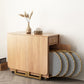 Mesa de comedor rectangular de madera natural, mesa plegable con base de almacenamiento