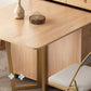 Mesa de comedor rectangular de madera natural, mesa plegable con base de almacenamiento