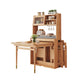 Mesa de comedor con estructura de madera maciza, mesa de comedor plegable rectangular con almacenamiento