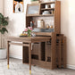 Mesa de comedor con estructura de madera maciza, mesa de comedor plegable rectangular con almacenamiento