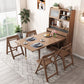 Mesa de comedor con estructura de madera maciza, mesa de comedor plegable rectangular con almacenamiento