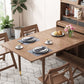 Mesa de comedor con estructura de madera maciza, mesa de comedor plegable rectangular con almacenamiento