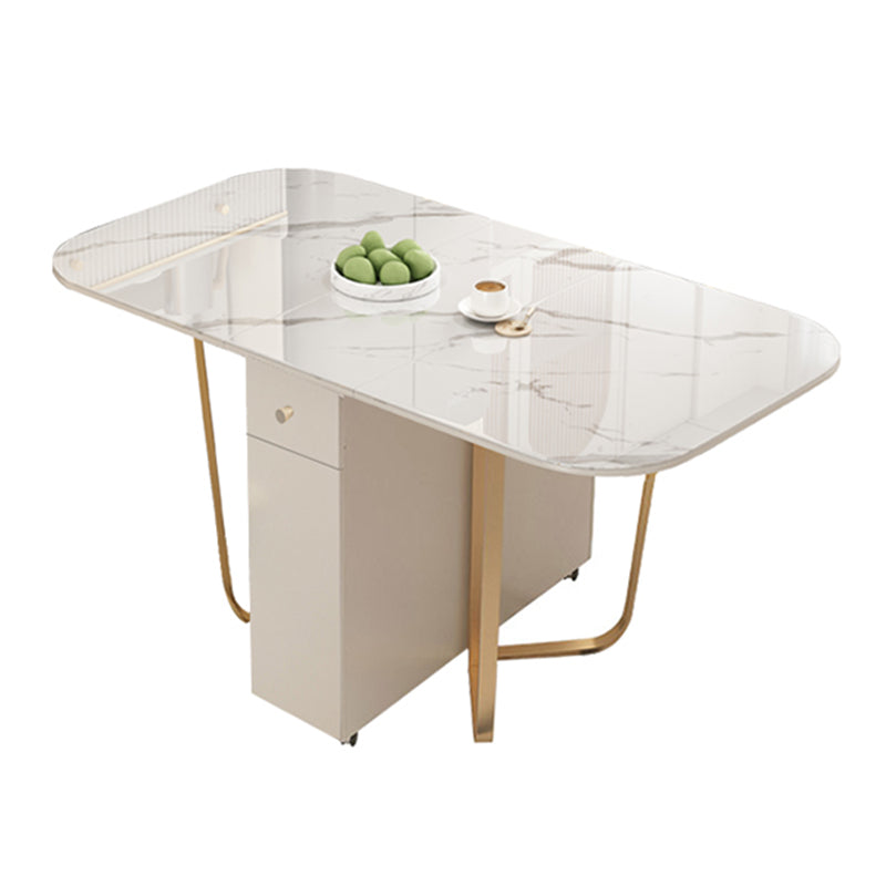 Folding Rectangle Dining Table Stone Top Dining Table with Storage Base Without Chairs Clearhalo 'Dining Tables & Seating' 'Dining Tables' 'dining_table' 'furn' 'furn_dining_table' 'Furniture' 'Kitchen & Dining Furniture' 7460682