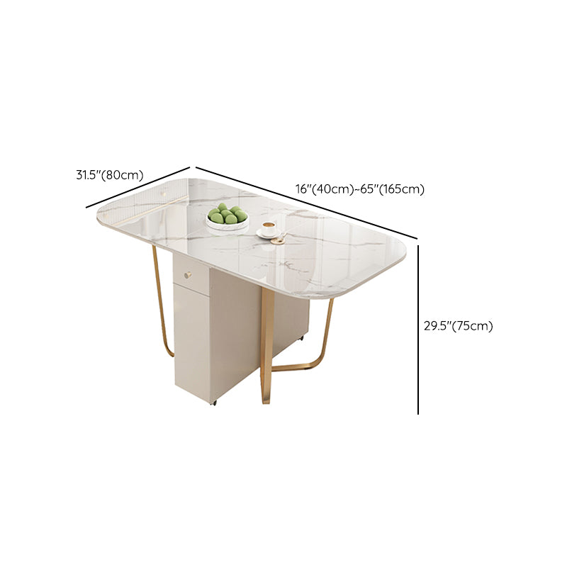 Folding Rectangle Dining Table Stone Top Dining Table with Storage Base Clearhalo 'Dining Tables & Seating' 'Dining Tables' 'dining_table' 'furn' 'furn_dining_table' 'Furniture' 'Kitchen & Dining Furniture' 7460692