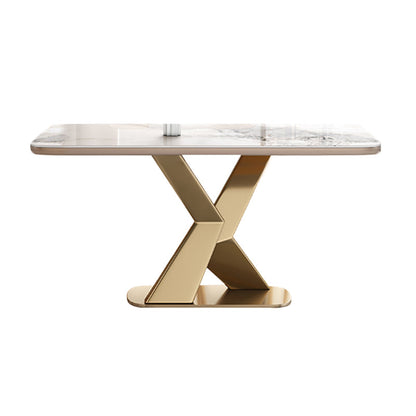Table à manger de luxe traditionnelle, rectangulaire en pierre, Table fixe pour la maison