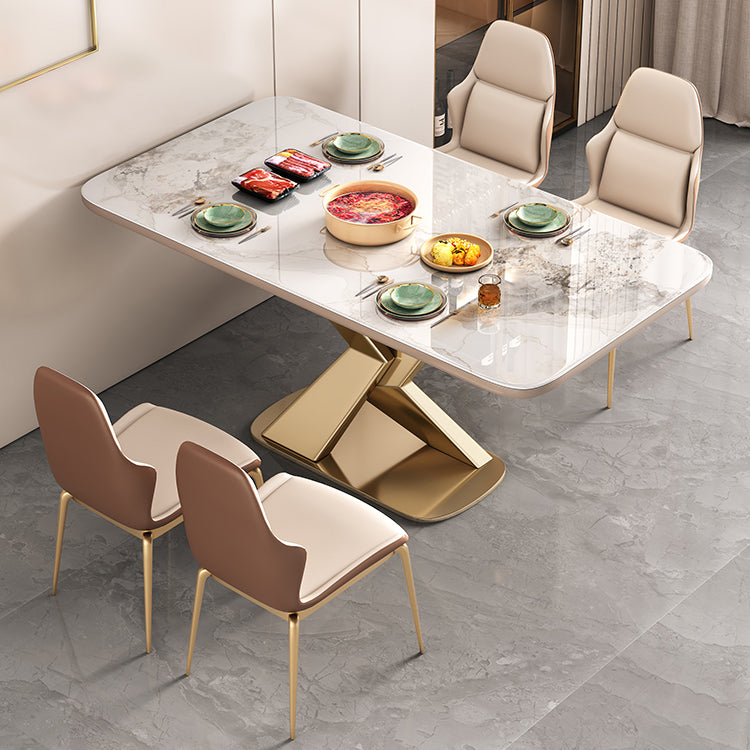 Table à manger de luxe traditionnelle, rectangulaire en pierre, Table fixe pour la maison