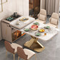 Table à manger de luxe traditionnelle, rectangulaire en pierre, Table fixe pour la maison