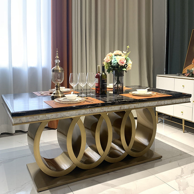 Traditional Luxury Dining Table Marble Rectangle Fixed Table for Home Black Without Chairs Clearhalo 'Dining Tables & Seating' 'Dining Tables' 'dining_table' 'furn' 'furn_dining_table' 'Furniture' 'Kitchen & Dining Furniture' 7460707