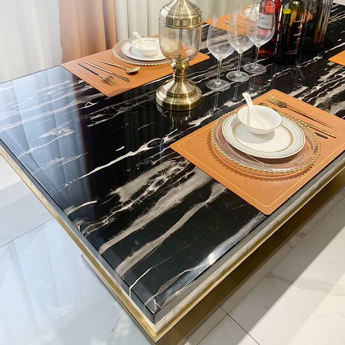 Traditional Luxury Dining Table Marble Rectangle Fixed Table for Home Clearhalo 'Dining Tables & Seating' 'Dining Tables' 'dining_table' 'furn' 'furn_dining_table' 'Furniture' 'Kitchen & Dining Furniture' 7460714