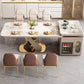 Traditional Luxury Dining Table Stone Rectangle Fixed Table with Pedestal Base Clearhalo 'Dining Tables & Seating' 'Dining Tables' 'dining_table' 'furn' 'furn_dining_table' 'Furniture' 'Kitchen & Dining Furniture' 7460730