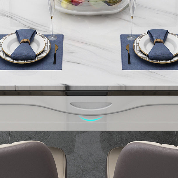 Simplicity Style Dining Site Table Faux Marble Furniture with Drop-Leaf Clearhalo 'Dining Tables & Seating' 'Dining Tables' 'dining_table' 'furn' 'furn_dining_table' 'Furniture' 'Kitchen & Dining Furniture' 7460743