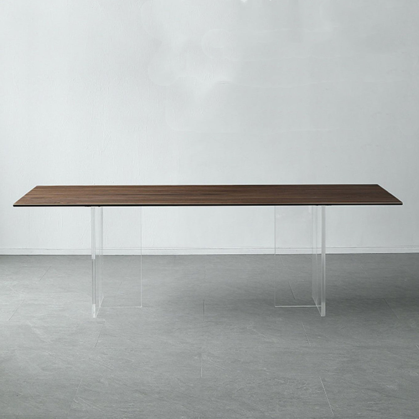 Rectangle Dining Table Acrylic Base Table for Kitchen Dining Room Walnut Without Chairs Clearhalo 'Dining Tables & Seating' 'Dining Tables' 'dining_table' 'furn' 'furn_dining_table' 'Furniture' 'Kitchen & Dining Furniture' 7460763