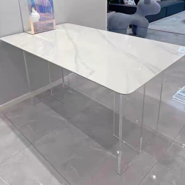 Rectangle Dining Table Acrylic Base Table for Kitchen Dining Room White Without Chairs Clearhalo 'Dining Tables & Seating' 'Dining Tables' 'dining_table' 'furn' 'furn_dining_table' 'Furniture' 'Kitchen & Dining Furniture' 7460764