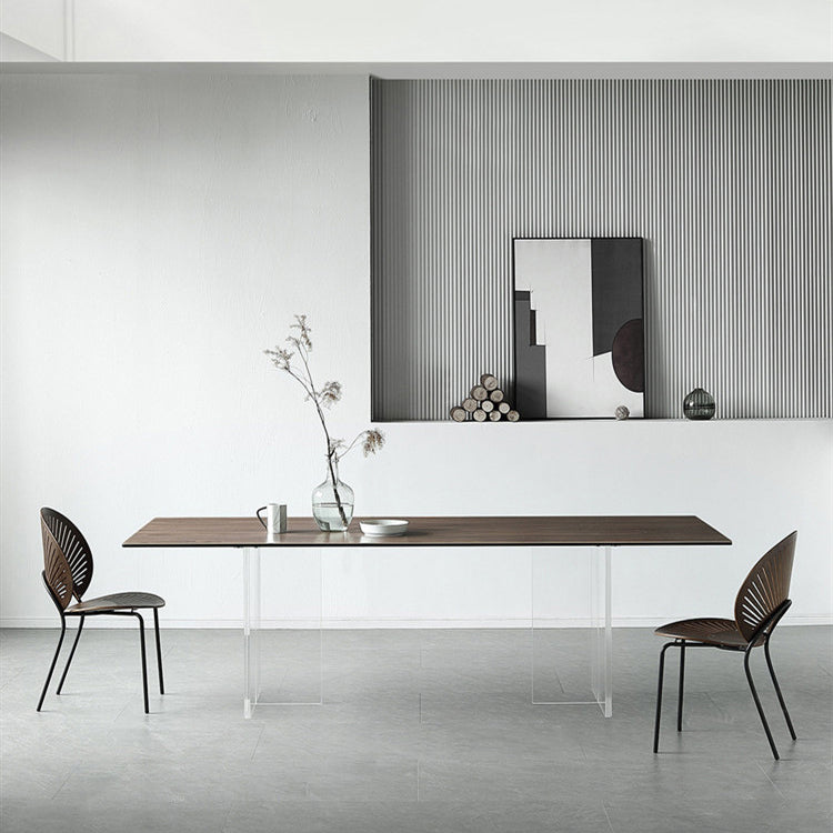 Rectangle Dining Table Acrylic Base Table for Kitchen Dining Room Clearhalo 'Dining Tables & Seating' 'Dining Tables' 'dining_table' 'furn' 'furn_dining_table' 'Furniture' 'Kitchen & Dining Furniture' 7460767