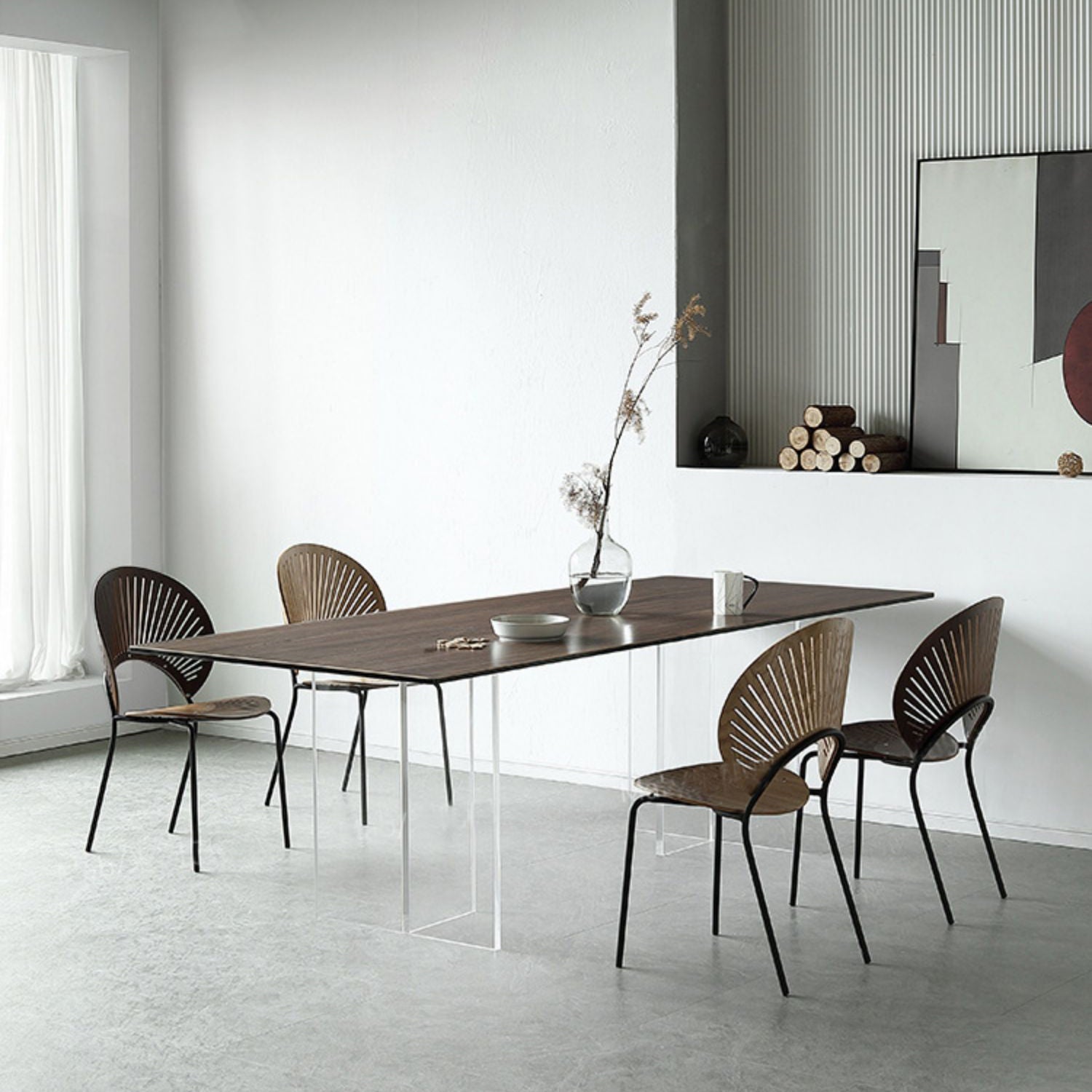Rectangle Dining Table Acrylic Base Table for Kitchen Dining Room Clearhalo 'Dining Tables & Seating' 'Dining Tables' 'dining_table' 'furn' 'furn_dining_table' 'Furniture' 'Kitchen & Dining Furniture' 7460773