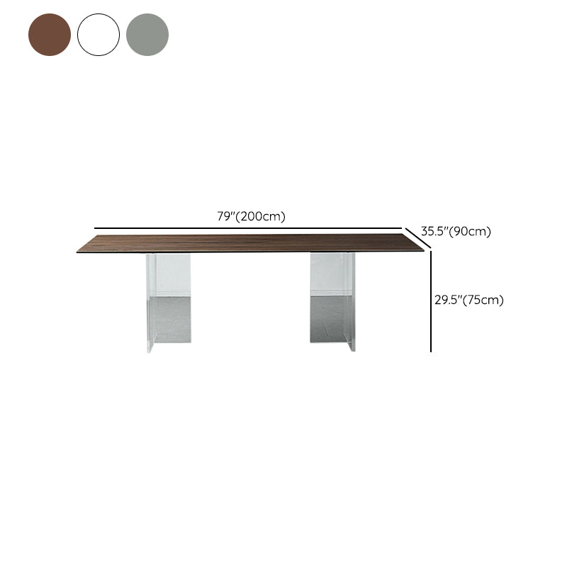 Rectangle Dining Table Acrylic Base Table for Kitchen Dining Room Clearhalo 'Dining Tables & Seating' 'Dining Tables' 'dining_table' 'furn' 'furn_dining_table' 'Furniture' 'Kitchen & Dining Furniture' 7460780