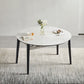 Stone Dining Table Round 4 Legs Dining Site Table, 51.18"x51.18"x29.9" Black Without Chairs Clearhalo 'Dining Tables & Seating' 'Dining Tables' 'dining_table' 'furn' 'furn_dining_table' 'Furniture' 'Kitchen & Dining Furniture' 7460810