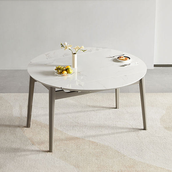 Stone Dining Table Round 4 Legs Dining Site Table, 51.18"x51.18"x29.9" Gray Without Chairs Clearhalo 'Dining Tables & Seating' 'Dining Tables' 'dining_table' 'furn' 'furn_dining_table' 'Furniture' 'Kitchen & Dining Furniture' 7460811