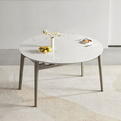Stone Dining Table Round 4 Legs Dining Site Table, 51.18"x51.18"x29.9" Gray Without Chairs Clearhalo 'Dining Tables & Seating' 'Dining Tables' 'dining_table' 'furn' 'furn_dining_table' 'Furniture' 'Kitchen & Dining Furniture' 7460811