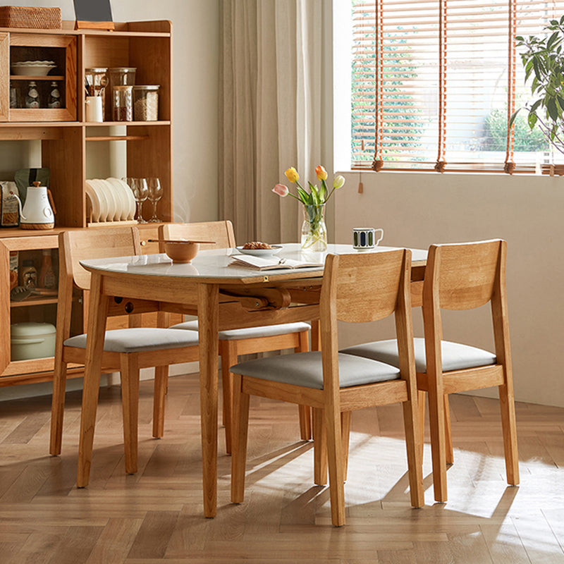 Stone Dining Table Round 4 Legs Dining Site Table, 51.18"x51.18"x29.9" Clearhalo 'Dining Tables & Seating' 'Dining Tables' 'dining_table' 'furn' 'furn_dining_table' 'Furniture' 'Kitchen & Dining Furniture' 7460814