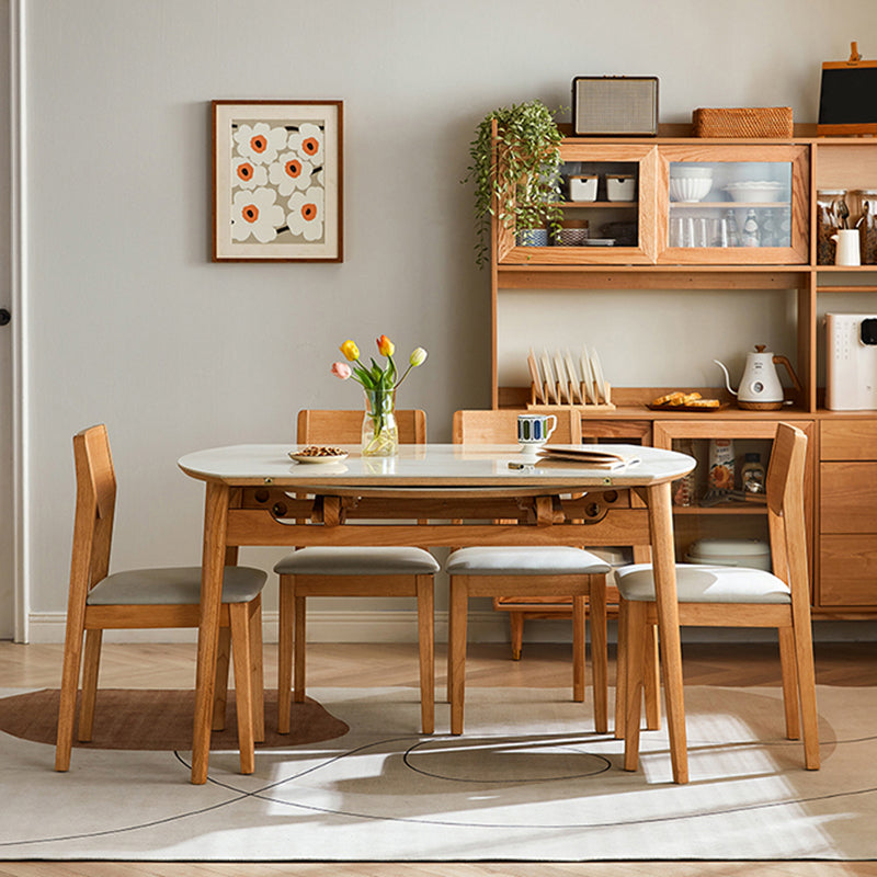 Stone Dining Table Round 4 Legs Dining Site Table, 51.18"x51.18"x29.9" Clearhalo 'Dining Tables & Seating' 'Dining Tables' 'dining_table' 'furn' 'furn_dining_table' 'Furniture' 'Kitchen & Dining Furniture' 7460815