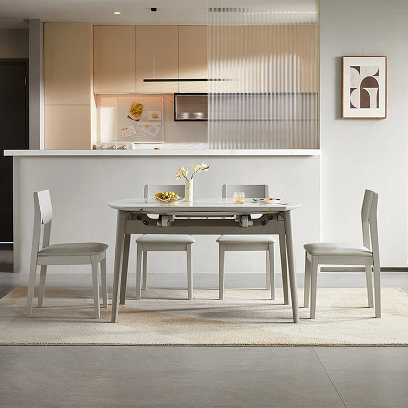 Stone Dining Table Round 4 Legs Dining Site Table, 51.18"x51.18"x29.9" Clearhalo 'Dining Tables & Seating' 'Dining Tables' 'dining_table' 'furn' 'furn_dining_table' 'Furniture' 'Kitchen & Dining Furniture' 7460816