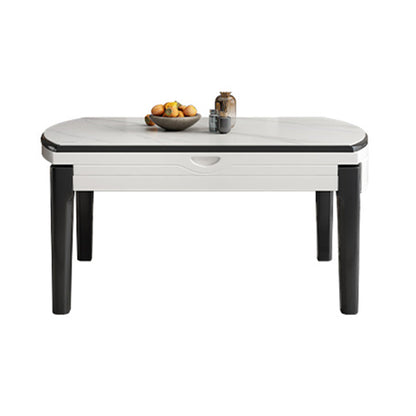Round Drop-Leaf Dining Table Stone Dining Table with Solid Wood Legs Without Chairs Clearhalo 'Dining Tables & Seating' 'Dining Tables' 'dining_table' 'furn' 'furn_dining_table' 'Furniture' 'Kitchen & Dining Furniture' 7460822