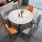 Round Drop-Leaf Dining Table Stone Dining Table with Solid Wood Legs Clearhalo 'Dining Tables & Seating' 'Dining Tables' 'dining_table' 'furn' 'furn_dining_table' 'Furniture' 'Kitchen & Dining Furniture' 7460824