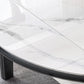 Round Drop-Leaf Dining Table Stone Dining Table with Solid Wood Legs Clearhalo 'Dining Tables & Seating' 'Dining Tables' 'dining_table' 'furn' 'furn_dining_table' 'Furniture' 'Kitchen & Dining Furniture' 7460826