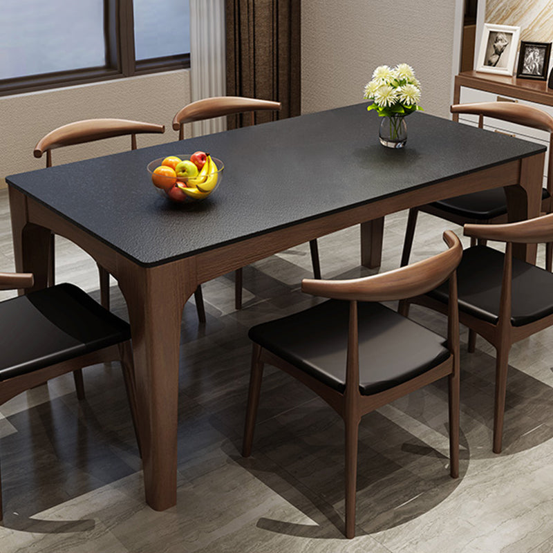 Rectangle Sintered Stone Dining Table Solid Wood Frame Dining Table Clearhalo 'Dining Tables & Seating' 'Dining Tables' 'dining_table' 'furn' 'furn_dining_table' 'Furniture' 'Kitchen & Dining Furniture' 7460836