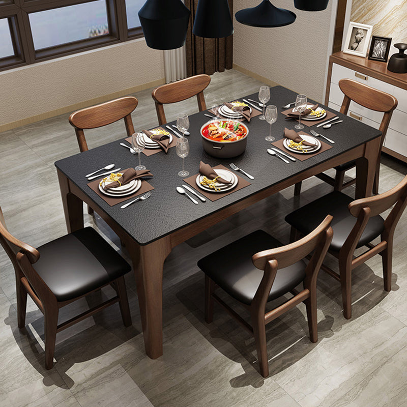 Rectangle Sintered Stone Dining Table Solid Wood Frame Dining Table Clearhalo 'Dining Tables & Seating' 'Dining Tables' 'dining_table' 'furn' 'furn_dining_table' 'Furniture' 'Kitchen & Dining Furniture' 7460837
