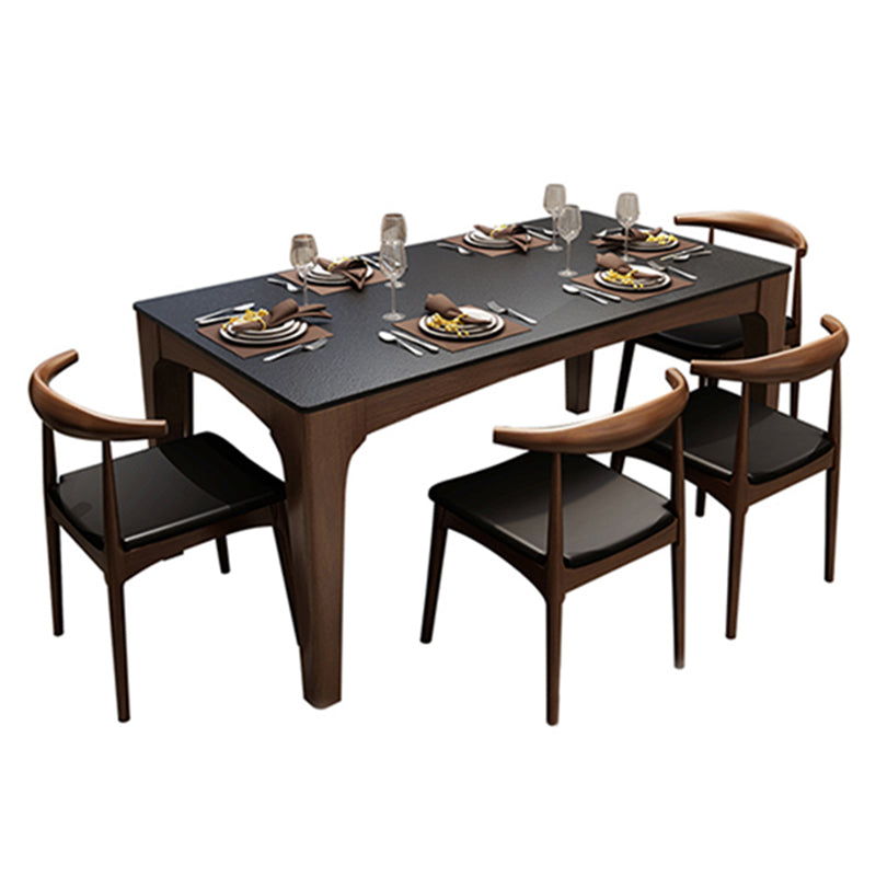 Rectangle Sintered Stone Dining Table Solid Wood Frame Dining Table Clearhalo 'Dining Tables & Seating' 'Dining Tables' 'dining_table' 'furn' 'furn_dining_table' 'Furniture' 'Kitchen & Dining Furniture' 7460841