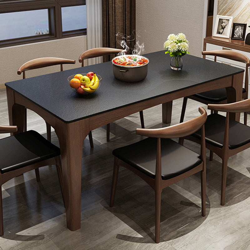 Rectangle Sintered Stone Dining Table Solid Wood Frame Dining Table Clearhalo 'Dining Tables & Seating' 'Dining Tables' 'dining_table' 'furn' 'furn_dining_table' 'Furniture' 'Kitchen & Dining Furniture' 7460843