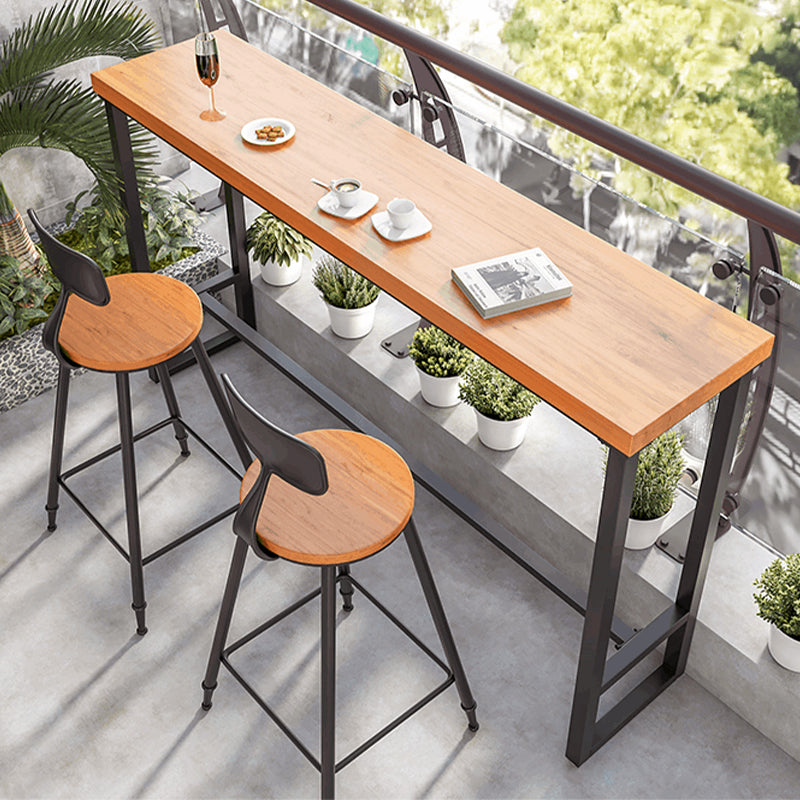 Massief houten bartafel Industriële rechthoekige bartafel met zwarte poten