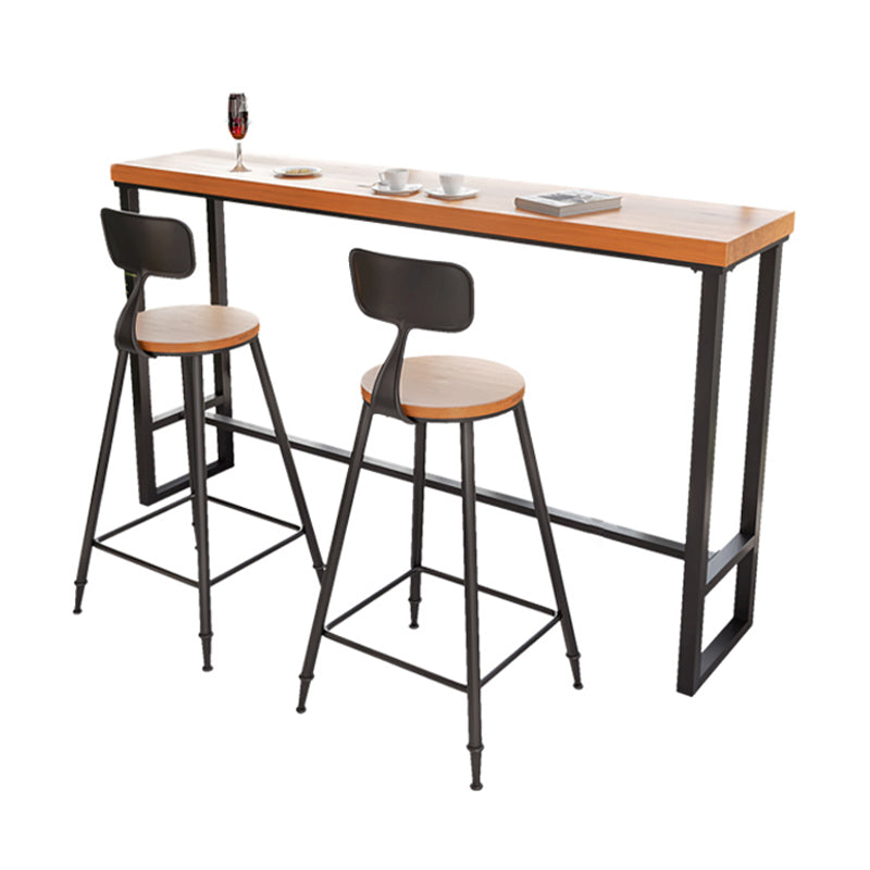 Massief houten bartafel Industriële rechthoekige bartafel met zwarte poten