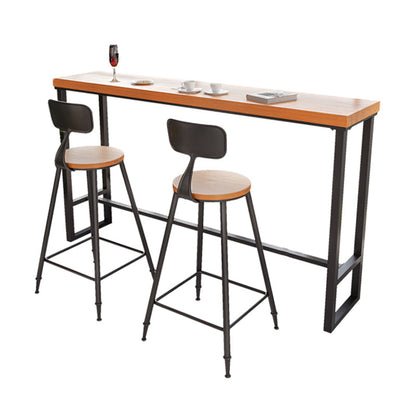 Massief houten bartafel Industriële rechthoekige bartafel met zwarte poten