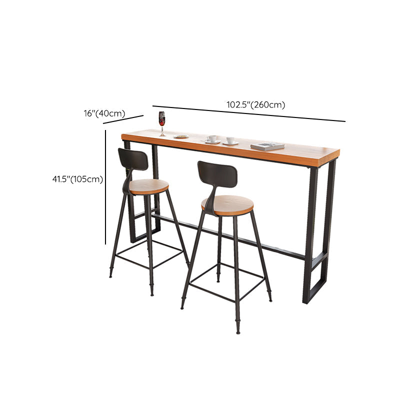 Massief houten bartafel Industriële rechthoekige bartafel met zwarte poten
