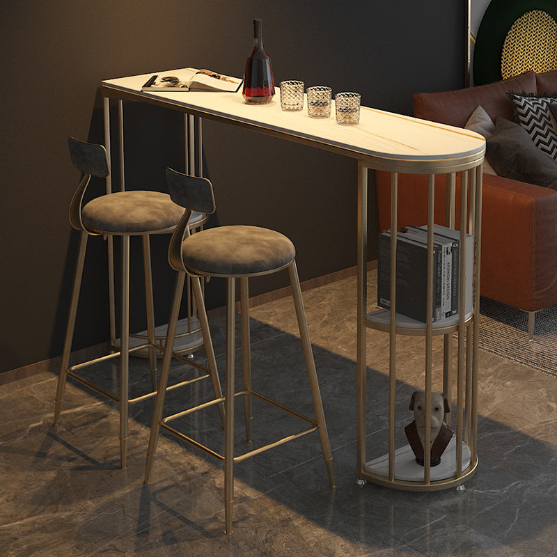 Barhocker-Tisch mit Steinplatte, Bar-Esstisch im glamourösen Stil mit Stauraum