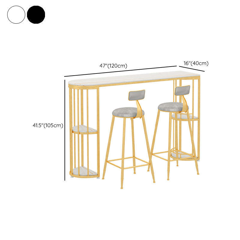 Barhocker-Tisch mit Steinplatte, Bar-Esstisch im glamourösen Stil mit Stauraum